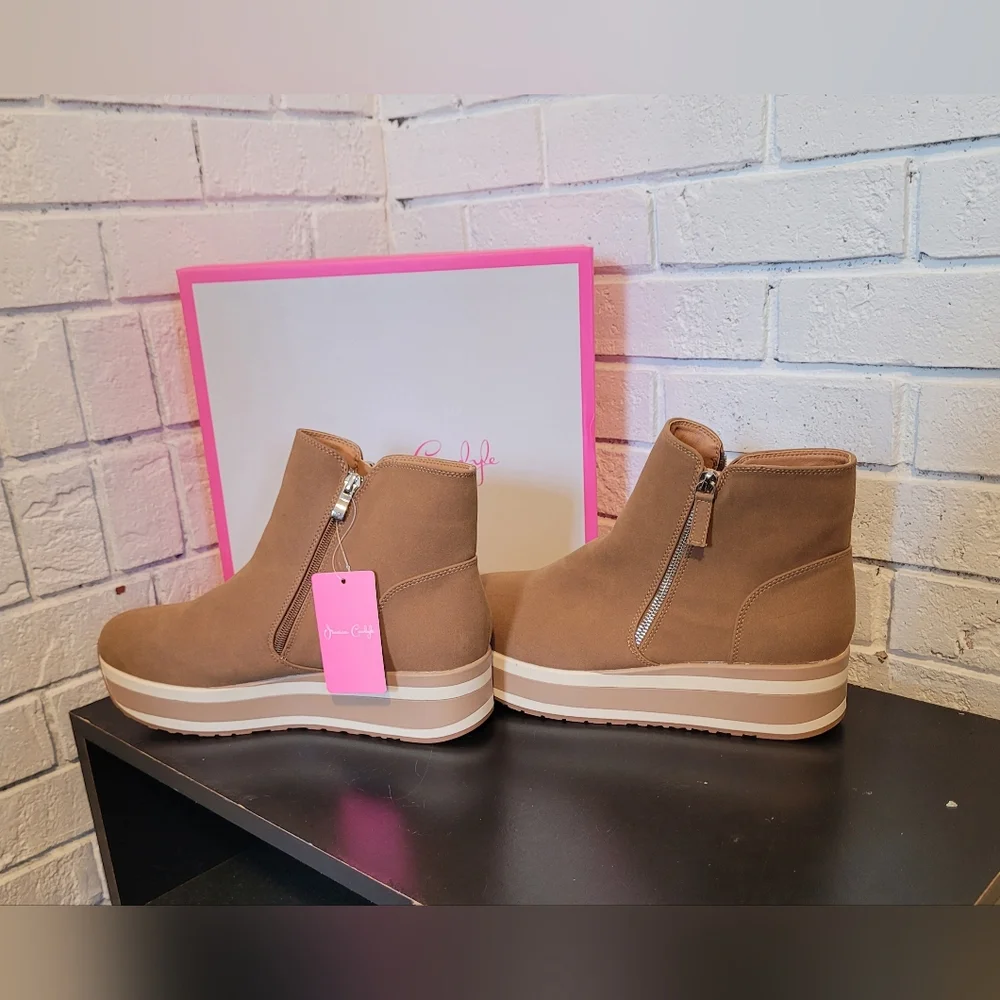 Nwt Jessica Carlyle "Freedom" Platform Wedge Ankle Boots, Size 11 - Picture 5 of 8